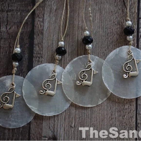 Music Note Shell Ornaments Beach House Capiz Chorus Teacher Music Teacher Gift - Picture 4 of 4